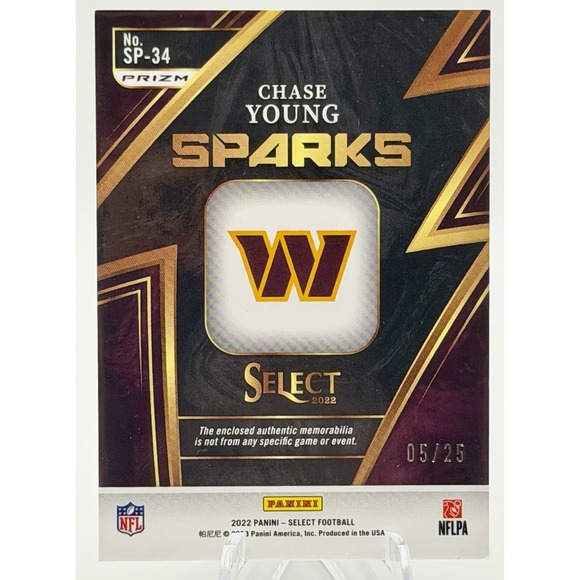 2022 Panini Select Sparks Tie-dye /25 Chase Young #SP-34 Washington Commanders - Picture 2 of 4
